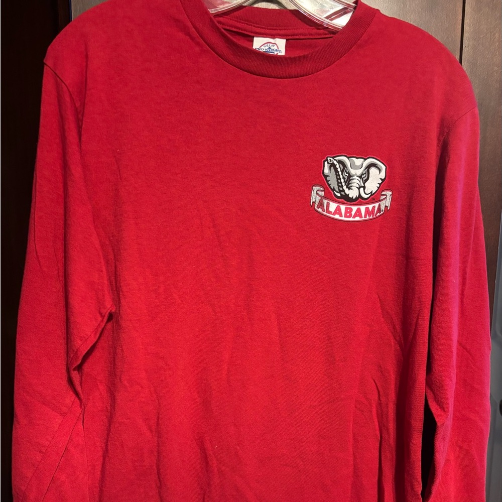 Red long sleeve Alabama Roll Tide Rammer Jammer T- Shirt. Preshrunk Cotton